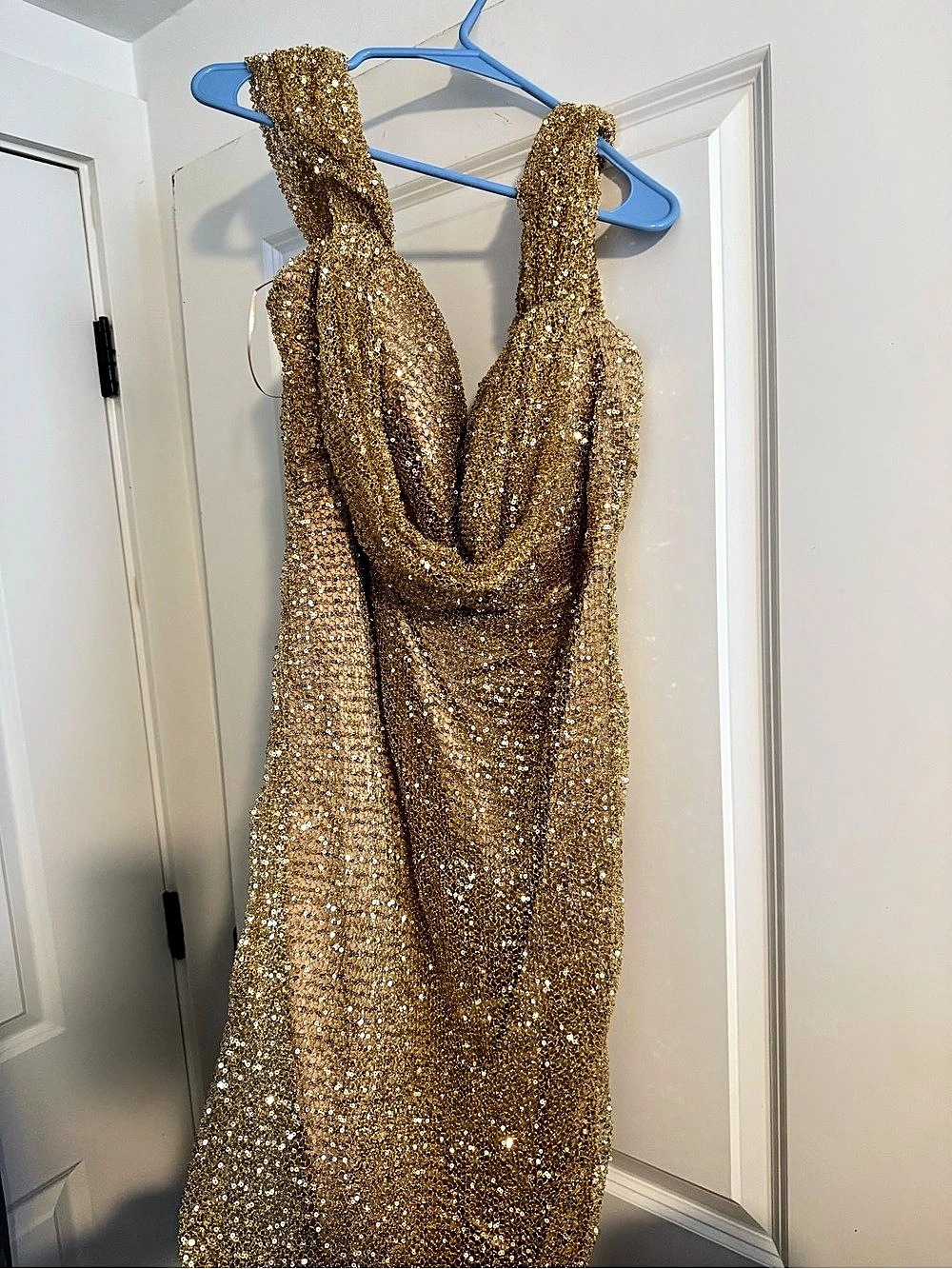 FAIRY DUST Gold Sequin Maxi Dress Like New
